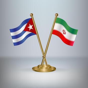 Cuban and Iranian flags on display vector