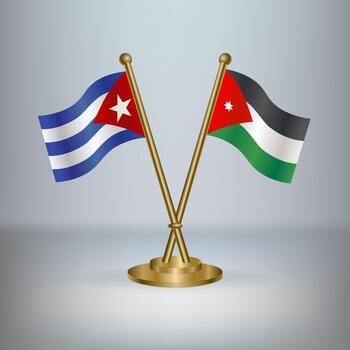 Cuban and Jordanian flags on stands vector