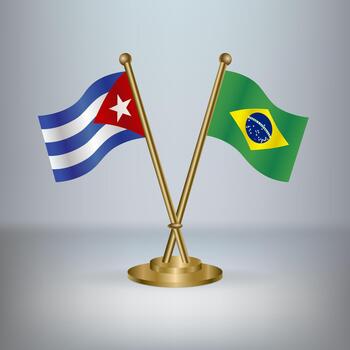 Cuban and Brazilian flags on stand vector