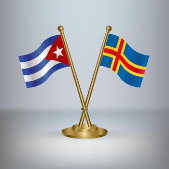 Cuba y una tierra islas mesa bandera relación vector