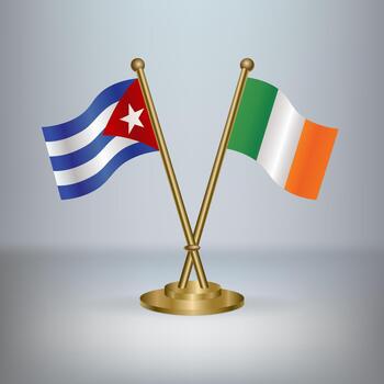 Cuban and Irish flags on stands vector