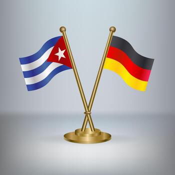 Cuban and German flags on stand vector