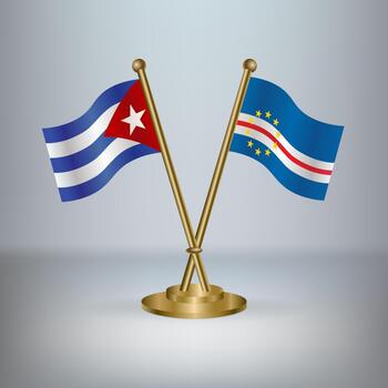 Cuban and Cape Verdean flags on stands vector
