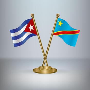 Cuban and Congolese flags on display vector