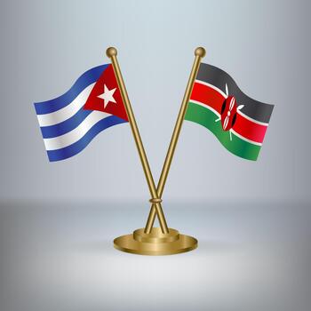 Cuban and Kenyan flags on display vector