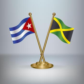 Cuban and Jamaican flags on display vector