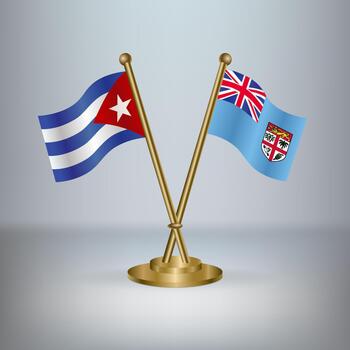 Cuban and Fijian flags on stands vector
