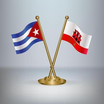 Cuba y Gibraltar mesa bandera relación vector