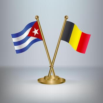 Cuban and Belgian flags on display vector