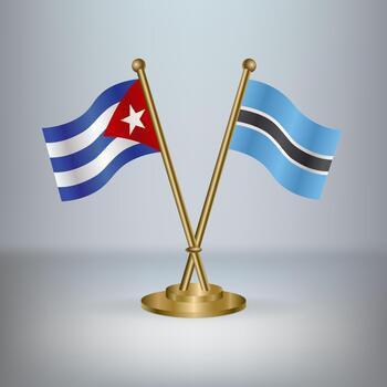 Cuban and Botswana flags together on stands vector