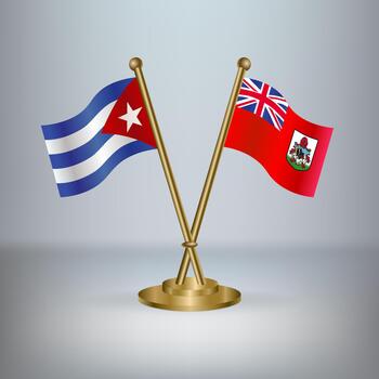 Cuban and Bermudian flags crossed vector