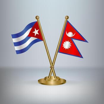 Cuban and Nepalese flags on stand vector
