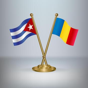 Cuban and Romanian flags in display vector