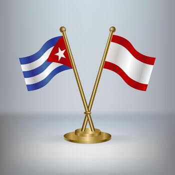 Cuban and Austrian flags on display vector