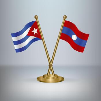 Cuban and Laotian flags vector