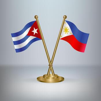 Cuban and Philippine flags on display vector