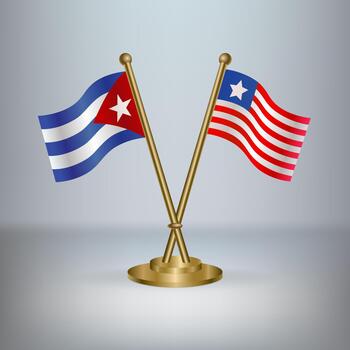Cuban and American flag cross display vector