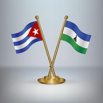 Cuban and Basotho flags crossed vector