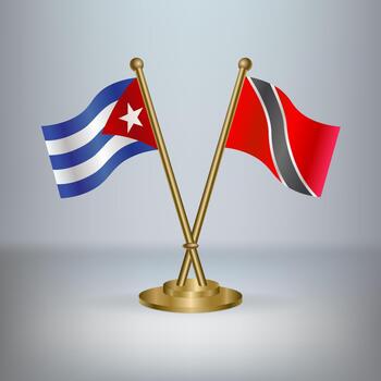Cuban and Trinidadian flags on display vector