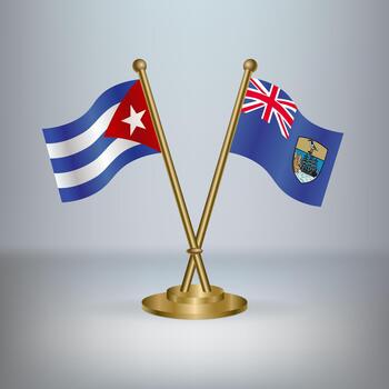Cuban and British flags on display vector