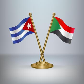 Cuban and Sudanese flags on display vector