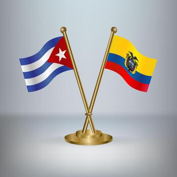 Cuban and Ecuadorian flags on display vector