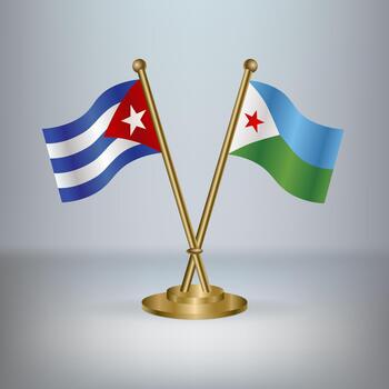 Cuban and Djiboutian flags vector