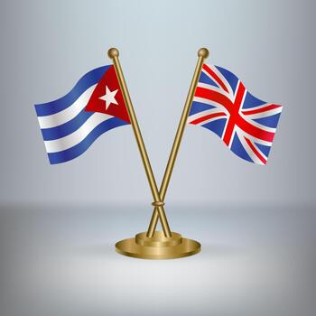 Cuban and British flags on a stand vector
