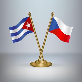 Cuban and Czech flags on a stand vector