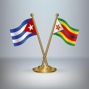 Cuban and Zimbabwean flags on display vector
