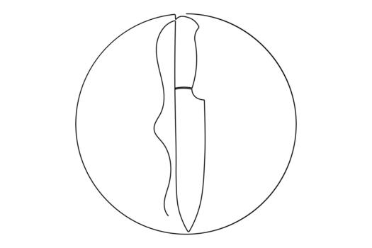 Knife silhouette continuous one line drawing minimalist style isolate outline vector
