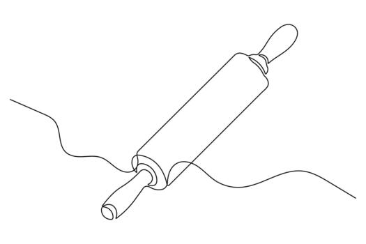 Minimalist rolling pin continuous line drawing simple style outline isolate vector
