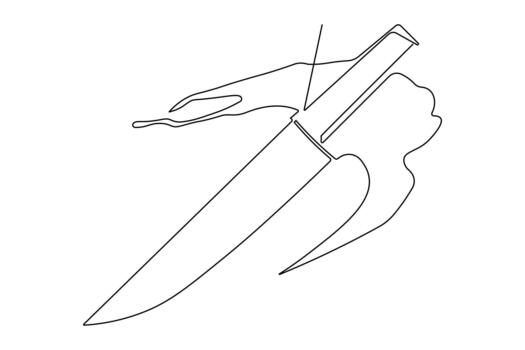 Knife continuous line drawing minimalist style isolate outline graphic vector