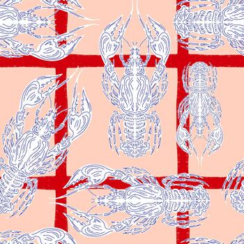 a pattern with crabs on it vector