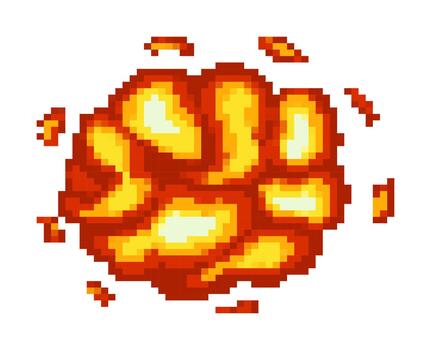 Retro pixel explosion animation for game design vector