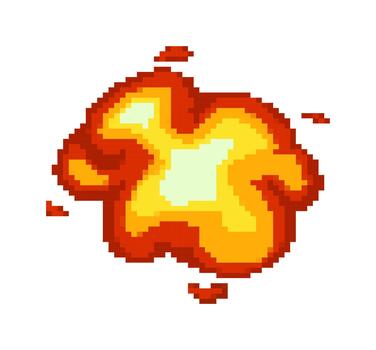 Pixel explosion animation concept for retro game design vector