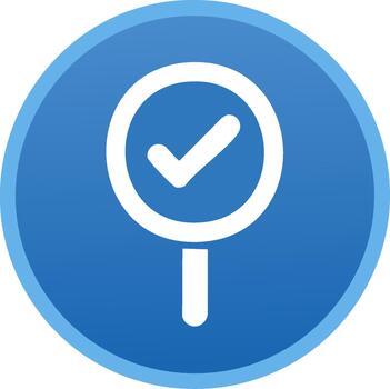 Magnifying Glass with Check Mark Icon Represents Verification and Success vector