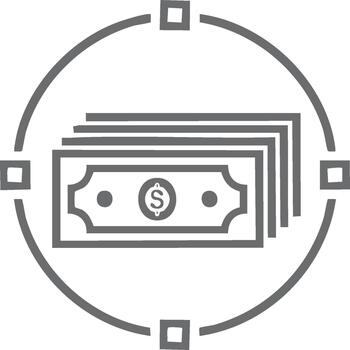 Stack of Dollar Bills Icon Inside Circle Target Financial Targeting Symbol vector