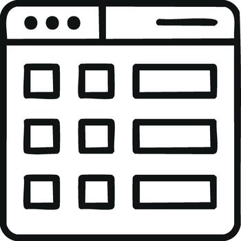 contorno estilo icono de navegador ventana mostrando cuadrícula de rectangular elementos vector