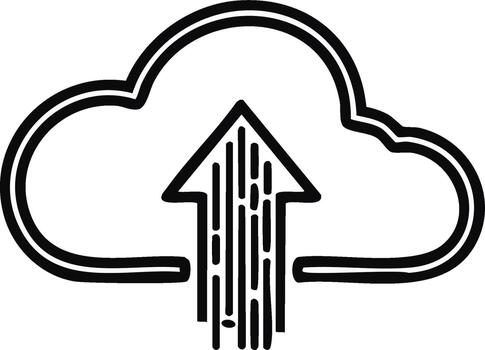 Cloud Computing Data Upload Outline Illustration Arrow Up Technology Icon vector