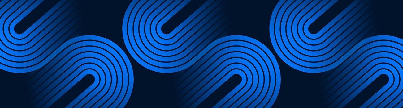 Blue geometric abstract background overlap layer on dark space with rounded lines effect decoration. Modern graphic design element stripes style concept for web, art, flyer, card, or brochure cover vector