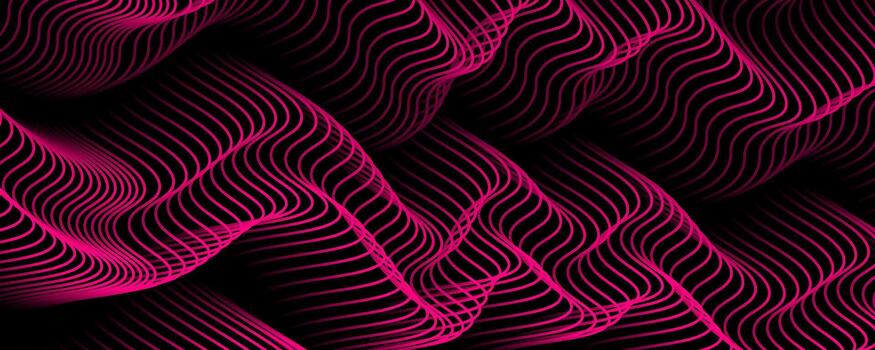 resumen antecedentes con fluido rojo líneas en oscuro superficie, moderno ola rayas modelo diseño con brillante contornos para bandera, póster, creativo visual, digital arte, web encabezamiento o futurista fondo vector