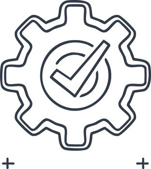 Gear Tick Mark Graphic Configuration, Check, Correct Process Concept, Settings Success, Solution Approved vector