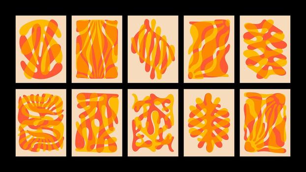 contemporáneo carteles con suave biomórfico formas y en capas curvas. artístico moderno diseño para huellas dactilares y creativo espacios. vector