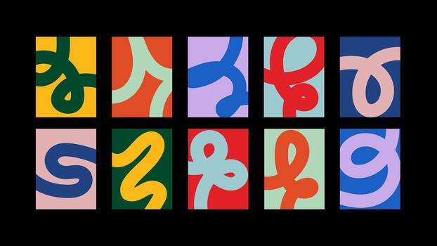 fun abstract doodle backgrounds with bold shapes and flowing lines. Perfect for posters, wall art, digital projects and modern visual design. vector