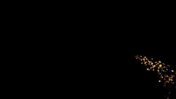 abstrakt sammansättning av lysande gyllene partiklar flytande i mörker, skapande en mystisk och elegant humör med riklig kopia Plats för design eller reklam använda sig av. video