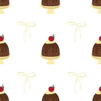 Cupcake seamless pattern, sweet background. Bakery pattern, cupcake print. Dessert repeat pattern, confection textile design vector