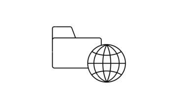 Minimalist folder and globe icon representing global data access video