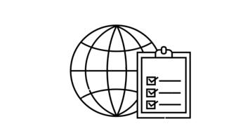 Minimalist globe with checklist icon representing global tasks video