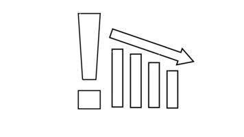 esclamazione marchio con in calo bar grafico su bianca sfondo video